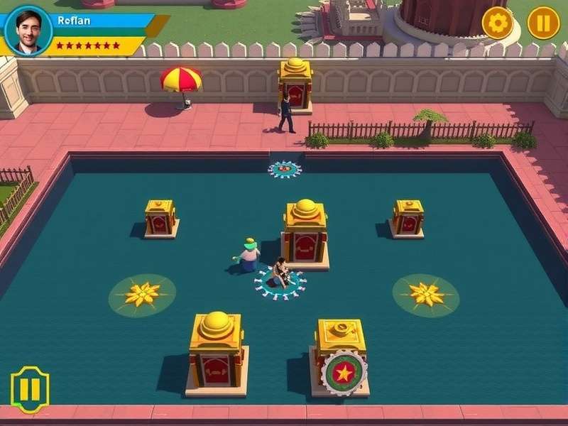 Udaipur Lake Palace Sentinels gameplay screenshot showing palace defense mechanics